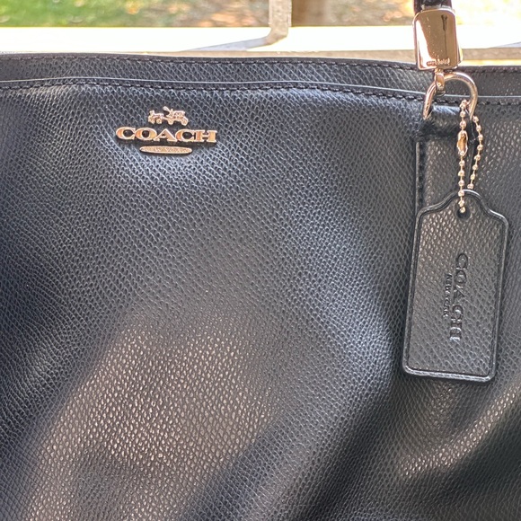 Coach Leather Tote Bag, Black/Gold - Picture 8 of 10